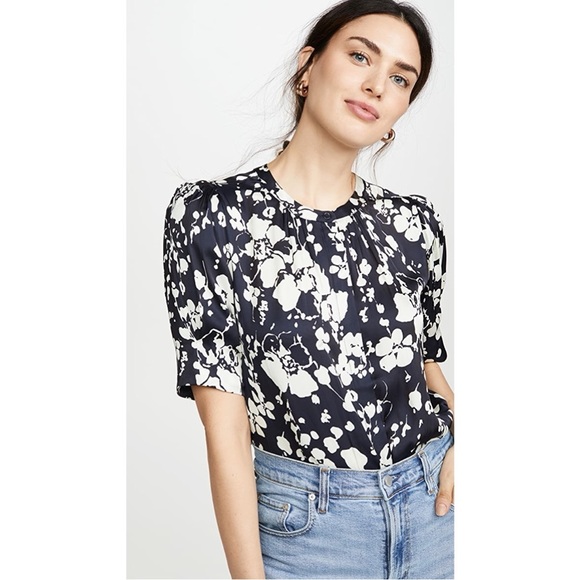 JOIE Devonia Blouse in Midnight Size Small Silky Floral Print MSRP $198 - Picture 9 of 15